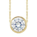 10K Gold Lab Created White Sapphire Bezel Necklace