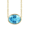 10K Gold Aquamarine Bezel Necklace
