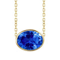10K Gold Lab Created Blue Sapphire Bezel Necklace
