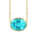 10K Gold Blue Topaz Bezel Necklace