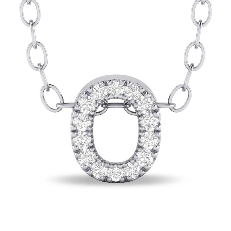 10K White Gold Diamond Initial Necklace