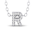 10K White Gold Diamond Initial Necklace