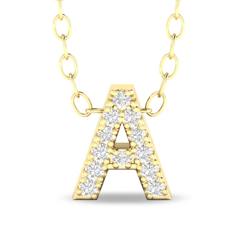 10K Yellow Gold Diamond Initial Necklace