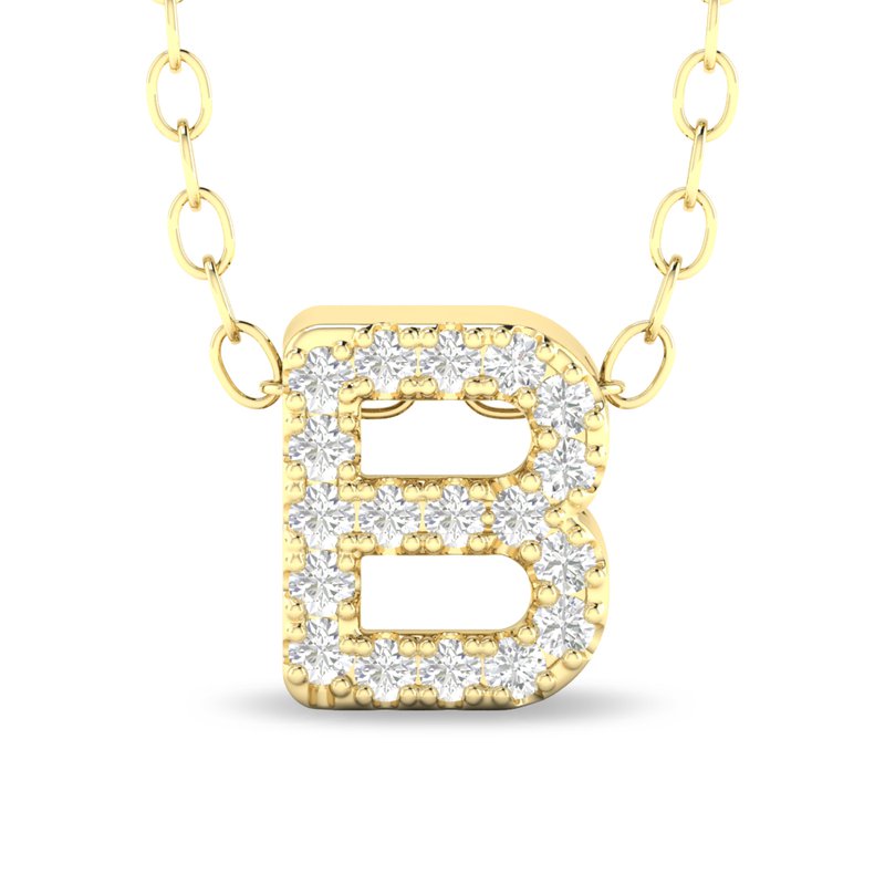 10K Yellow Gold Diamond Initial Necklace