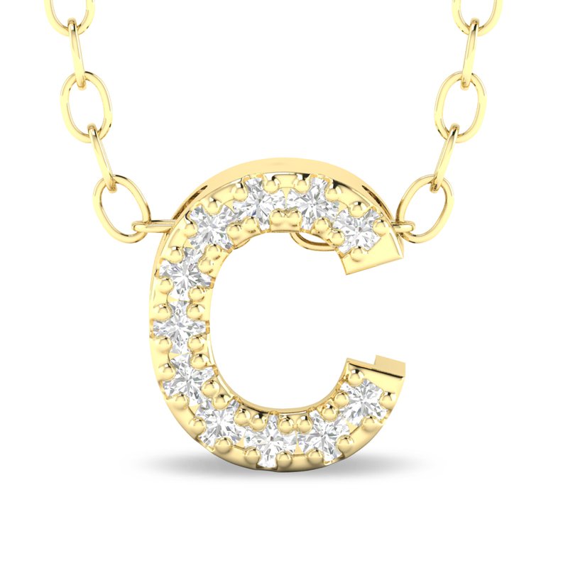 10K Yellow Gold Diamond Initial Necklace