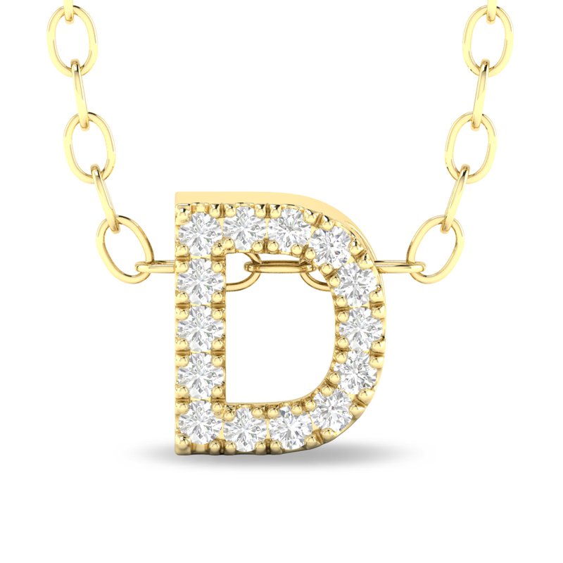 10K Yellow Gold Diamond Initial Necklace