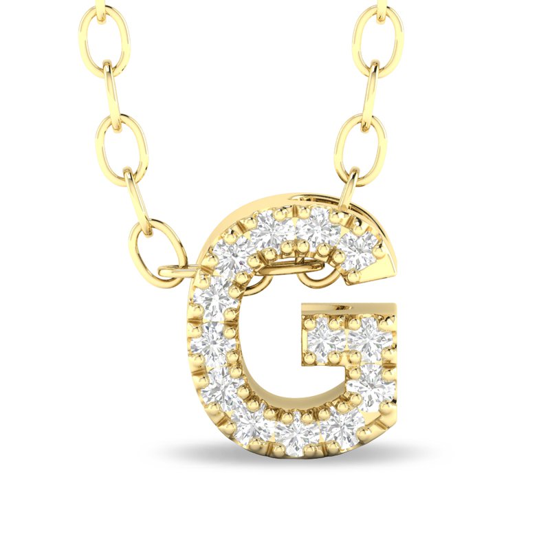 10K Yellow Gold Diamond Initial Necklace