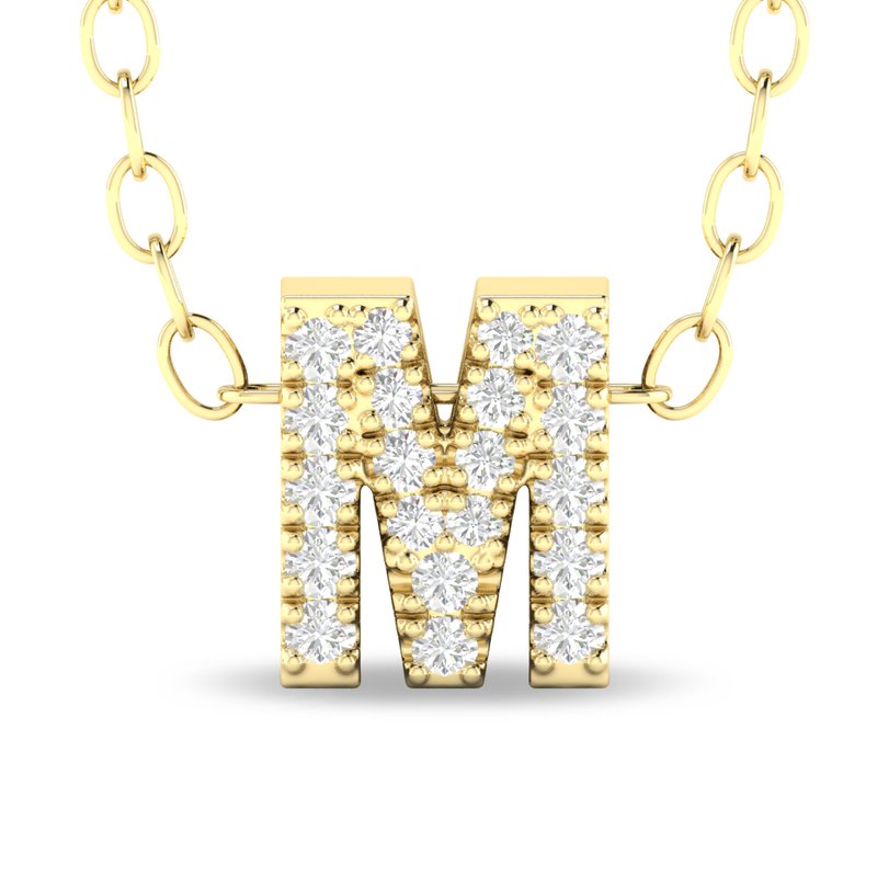 10K Yellow Gold Diamond Initial Necklace