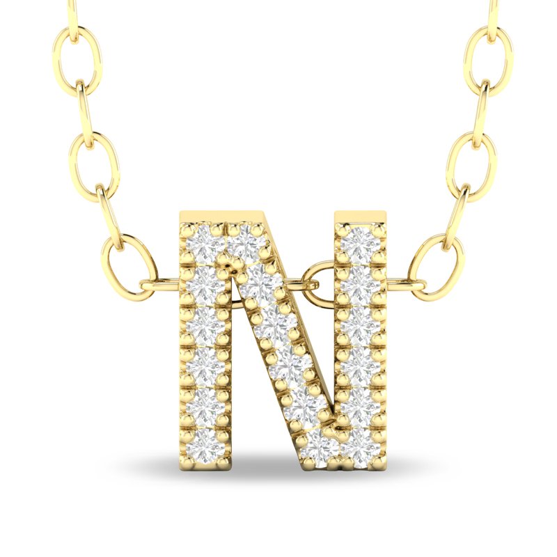 10K Yellow Gold Diamond Initial Necklace