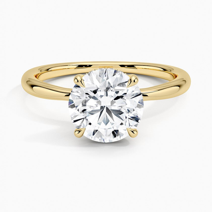 14K Yellow Gold Hidden Halo Solitaire Diamond Ring