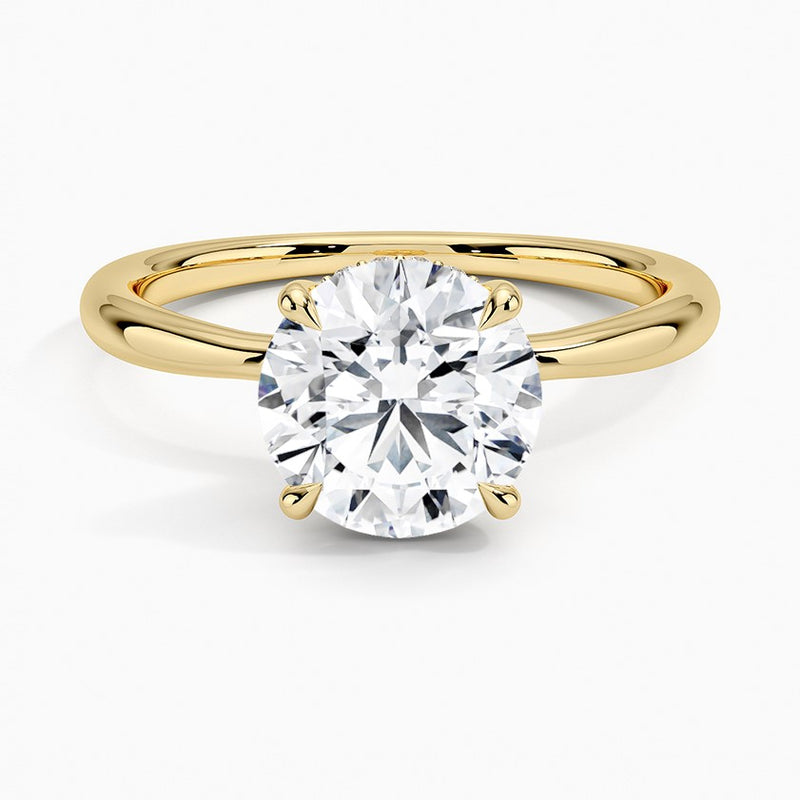 14K Yellow Gold Hidden Halo Solitaire Diamond Ring