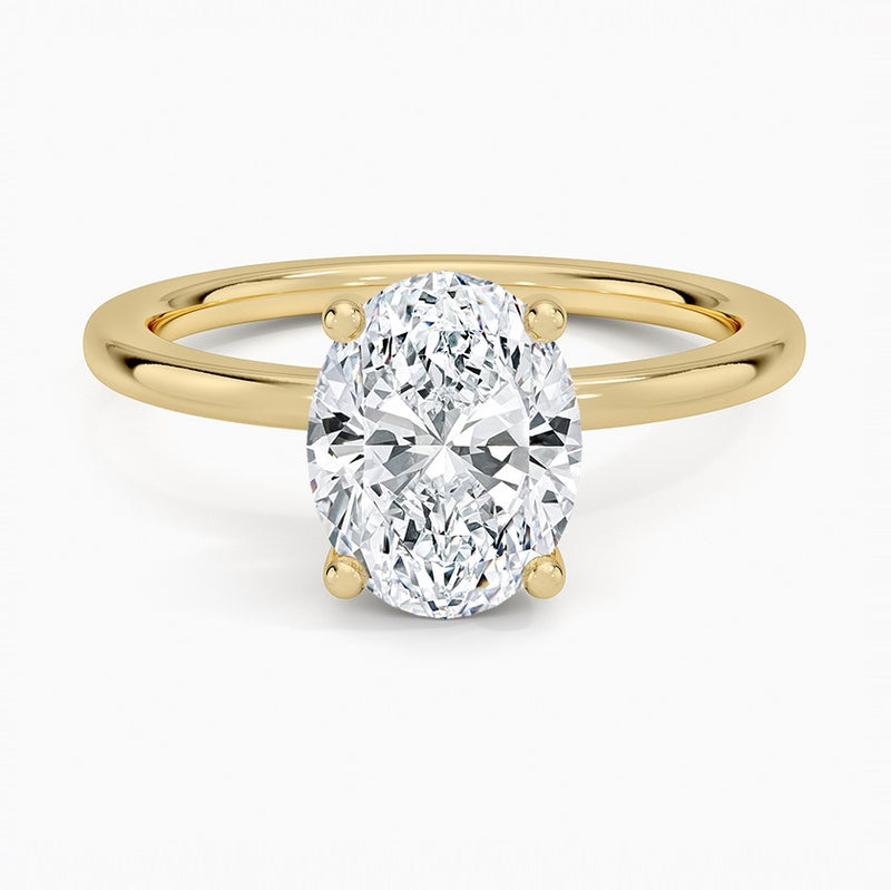 14K Yellow Gold Hidden Halo Solitaire Diamond Ring