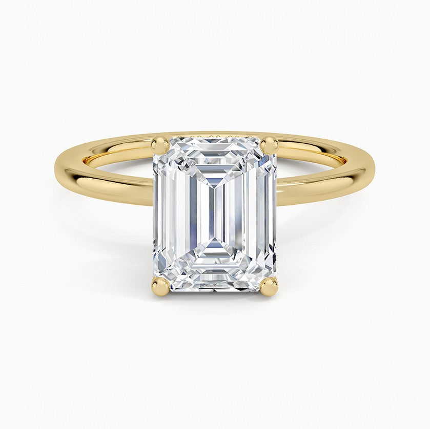 14K Yellow Gold Hidden Halo Solitaire Diamond Ring
