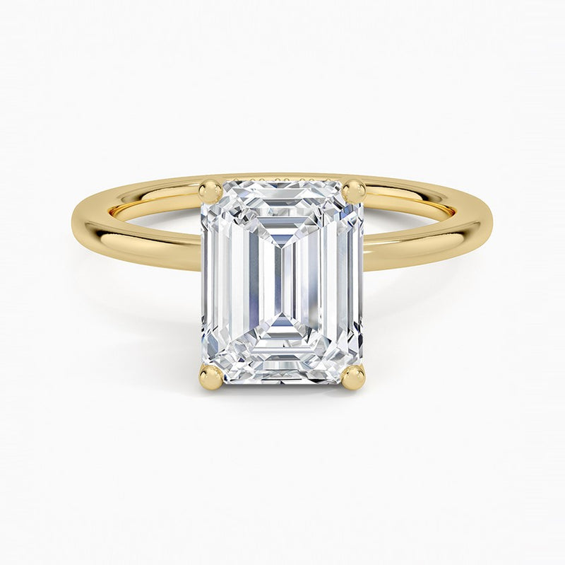 14K Yellow Gold Hidden Halo Solitaire Diamond Ring
