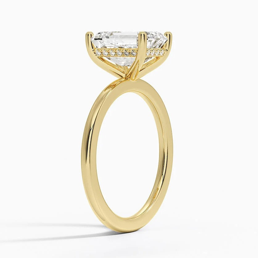 14K Yellow Gold Hidden Halo Solitaire Diamond Ring