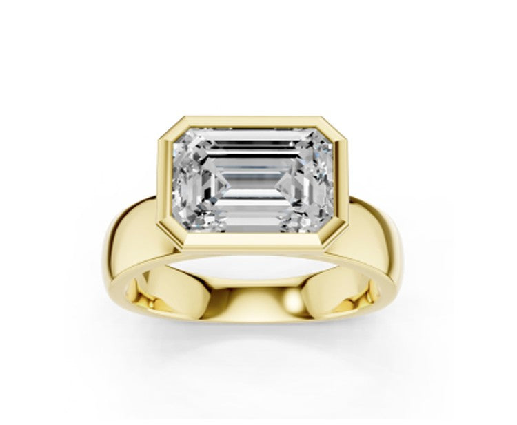 14K Yellow Gold East to West Bezel Set Labgrown Diamond Engagement Ring