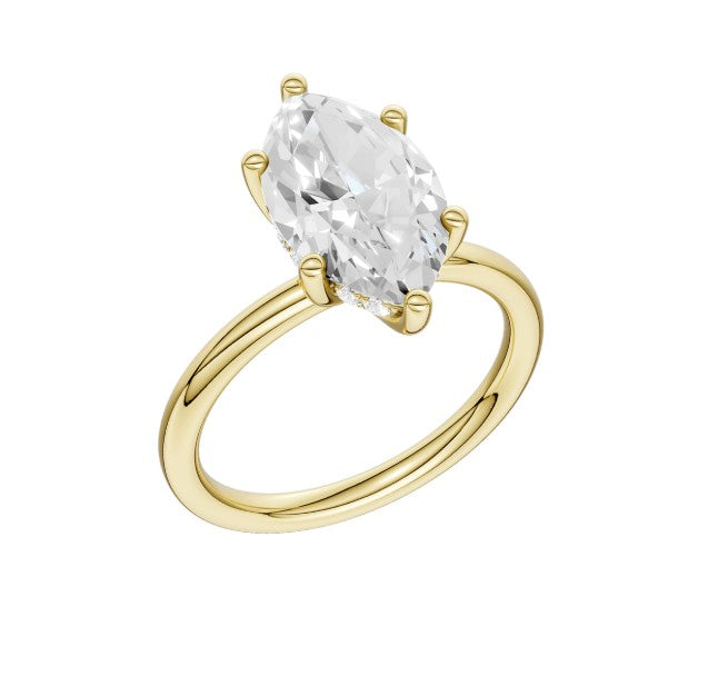 14K Yellow Gold Hidden Halo Labgrown Diamond Engagement Ring
