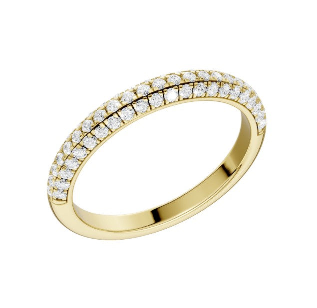 14K Yellow Gold Half Anniversary Pave Diamond Wedding Band