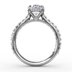 14K White Gold Hidden Halo Semi-Mount Ring