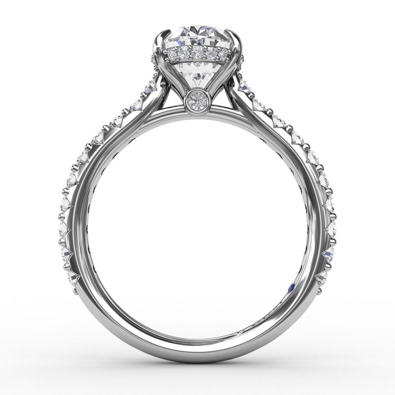 14K White Gold Hidden Halo Semi-Mount Ring