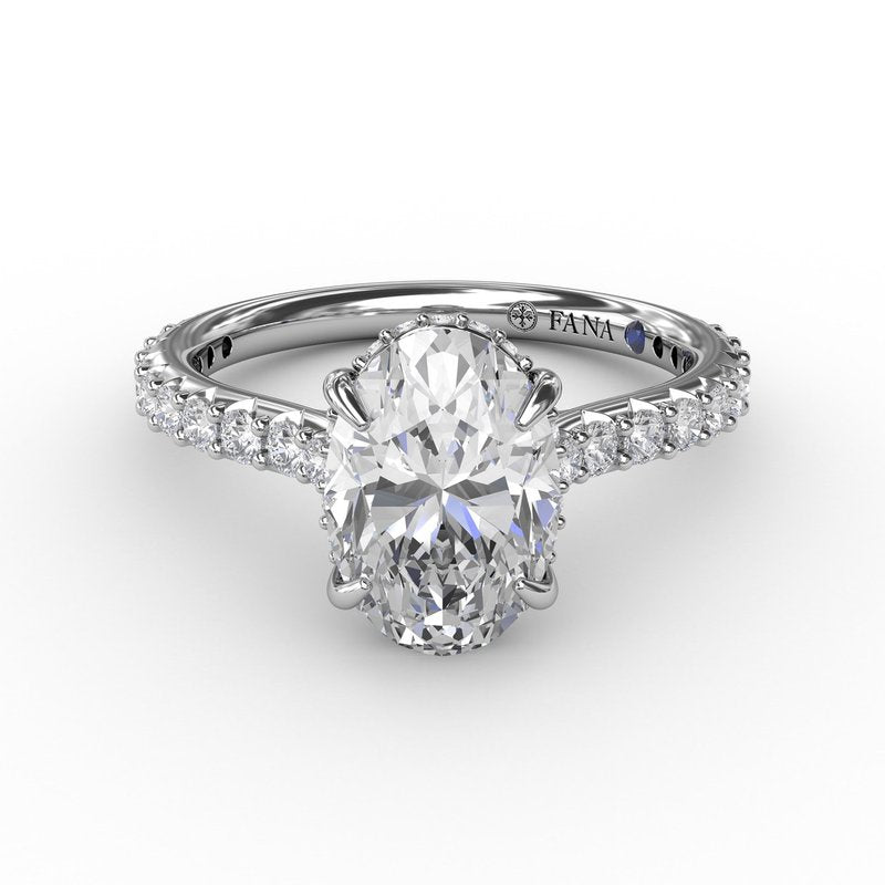 14K White Gold Hidden Halo Semi-Mount Ring
