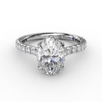 14K White Gold Hidden Halo Semi-Mount Ring