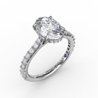 14K White Gold Hidden Halo Semi-Mount Ring