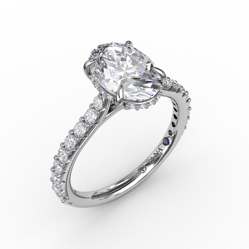 14K White Gold Hidden Halo Semi-Mount Ring