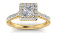 14K Yellow Gold Princess Cut Diamond Halo Semi-Mount Ring