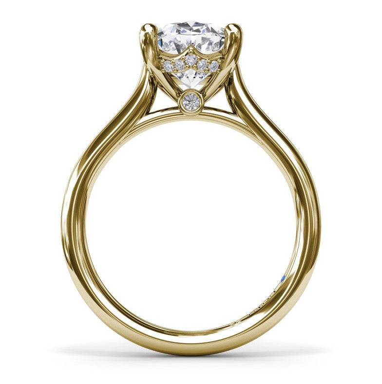 14K Yellow Gold Hidden Halo Solitaire Mounting