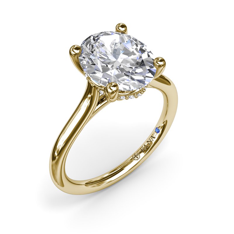 14K Yellow Gold Hidden Halo Solitaire Mounting