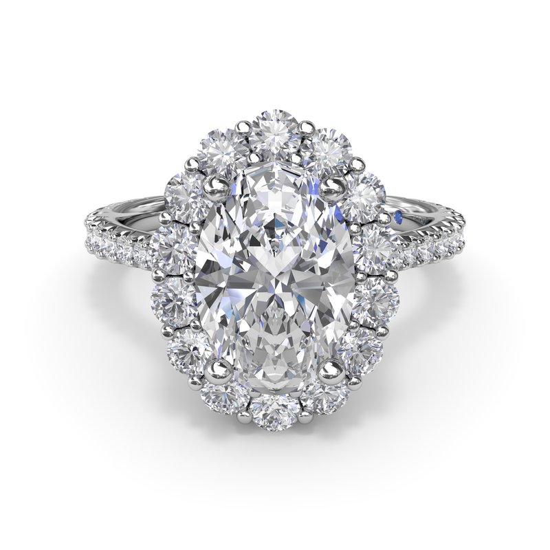 14K White Gold Halo Semi-Mount Ring