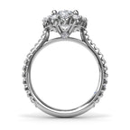 14K White Gold Halo Semi-Mount Ring