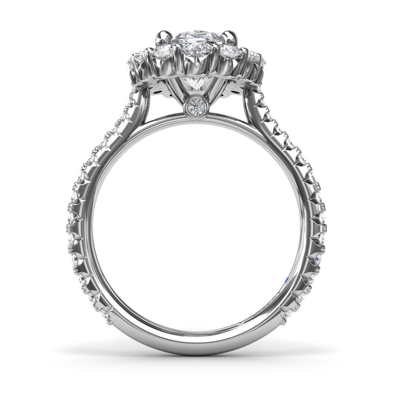 14K White Gold Halo Semi-Mount Ring