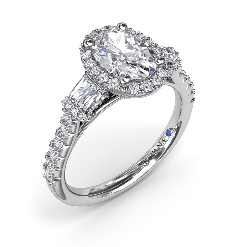 14K White Gold Halo Semi-Mout Ring