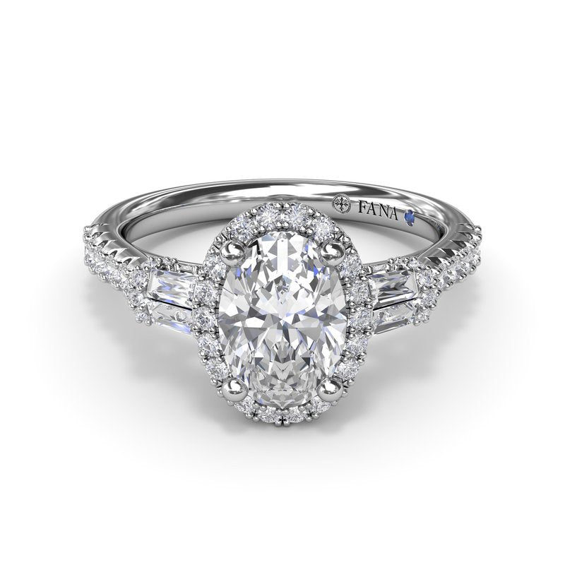 14K White Gold Halo Semi-Mout Ring