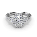 14K White Gold Halo Semi-Mout Ring
