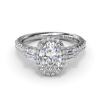 14K White Gold Halo Semi-Mout Ring