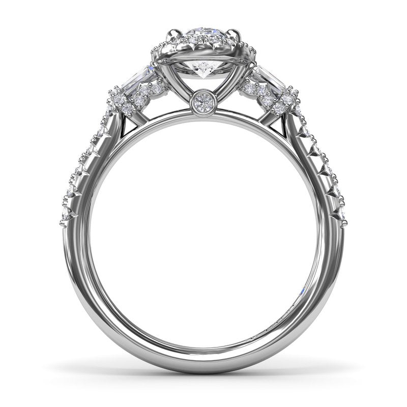 14K White Gold Halo Semi-Mout Ring