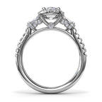 14K White Gold Halo Semi-Mout Ring
