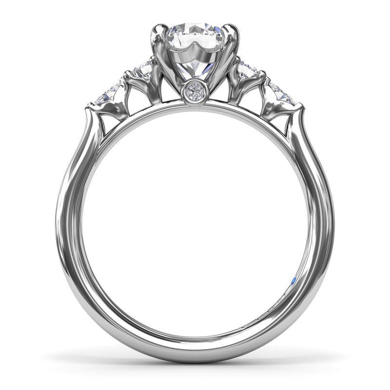 14K White Gold Five Stone Semi-Mount Diamond Ring