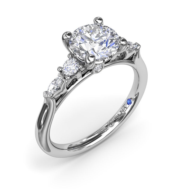 14K White Gold Five Stone Semi-Mount Diamond Ring