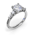 14K White Gold Five Stone Semi-Mount Diamond Ring