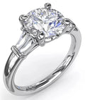14K White Gold Three Stone Semi-Mount Ring