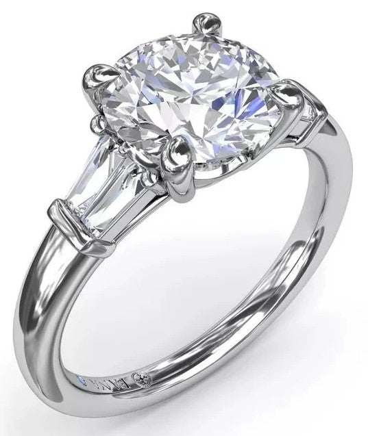 14K White Gold Three Stone Semi-Mount Ring