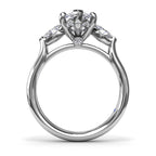 14K White Gold Three-Stone Mounting with Marquise Diamonds