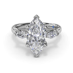 14K White Gold Three-Stone Mounting with Marquise Diamonds