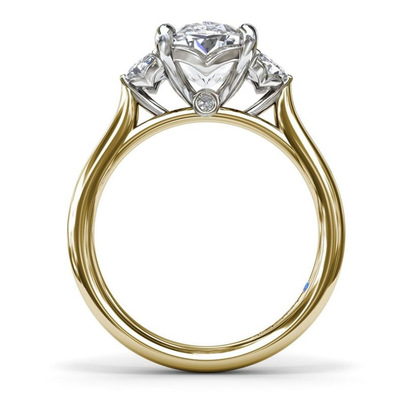 Two Tone 14K Yellow & White Gold Diamond Semi-Mount Ring