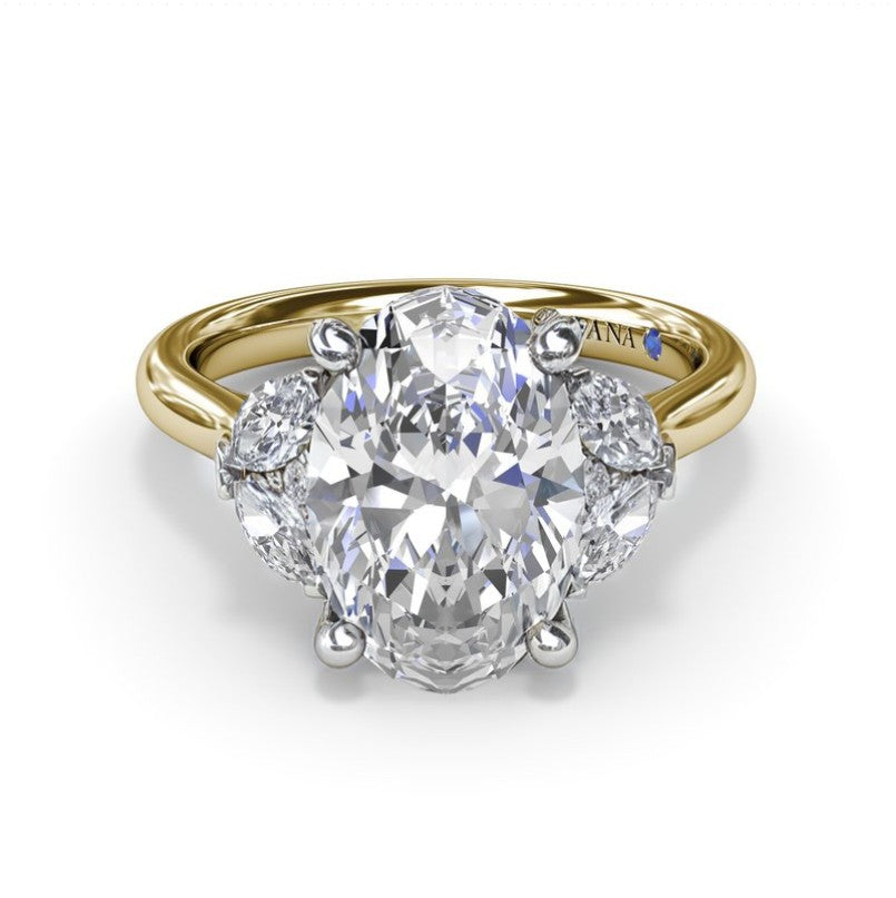 Two Tone 14K Yellow & White Gold Diamond Semi-Mount Ring