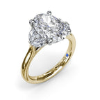 Two Tone 14K Yellow & White Gold Diamond Semi-Mount Ring